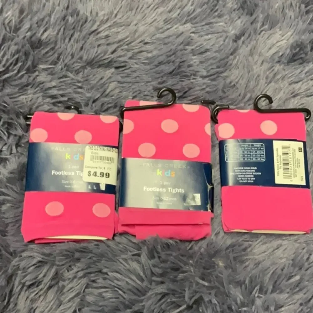 Falls Creek 0-6 & 6-12 Months Pink White Polka Dot Tights - New